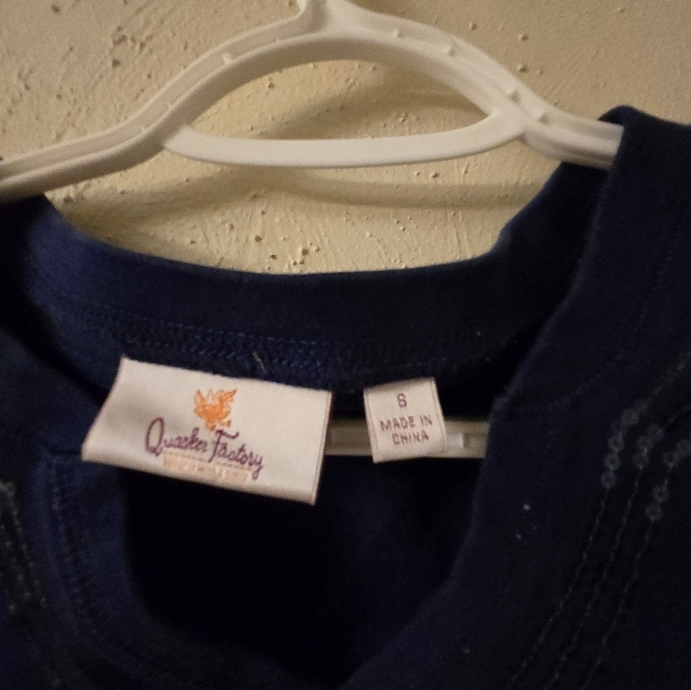 Quacker Factory Navy Top with Sequin Accents - Picture 2 of 3